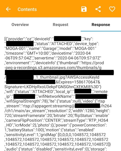 HTTP Canary capture for <https://api.pepperos.io/account/devices>