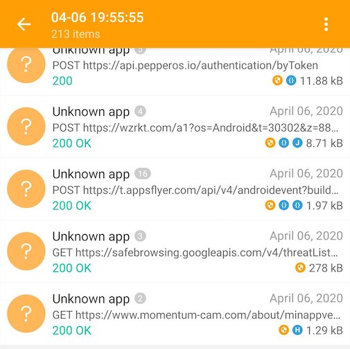 HTTP Canary capture of Momentum App